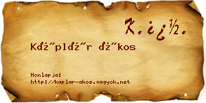 Káplár Ákos névjegykártya
